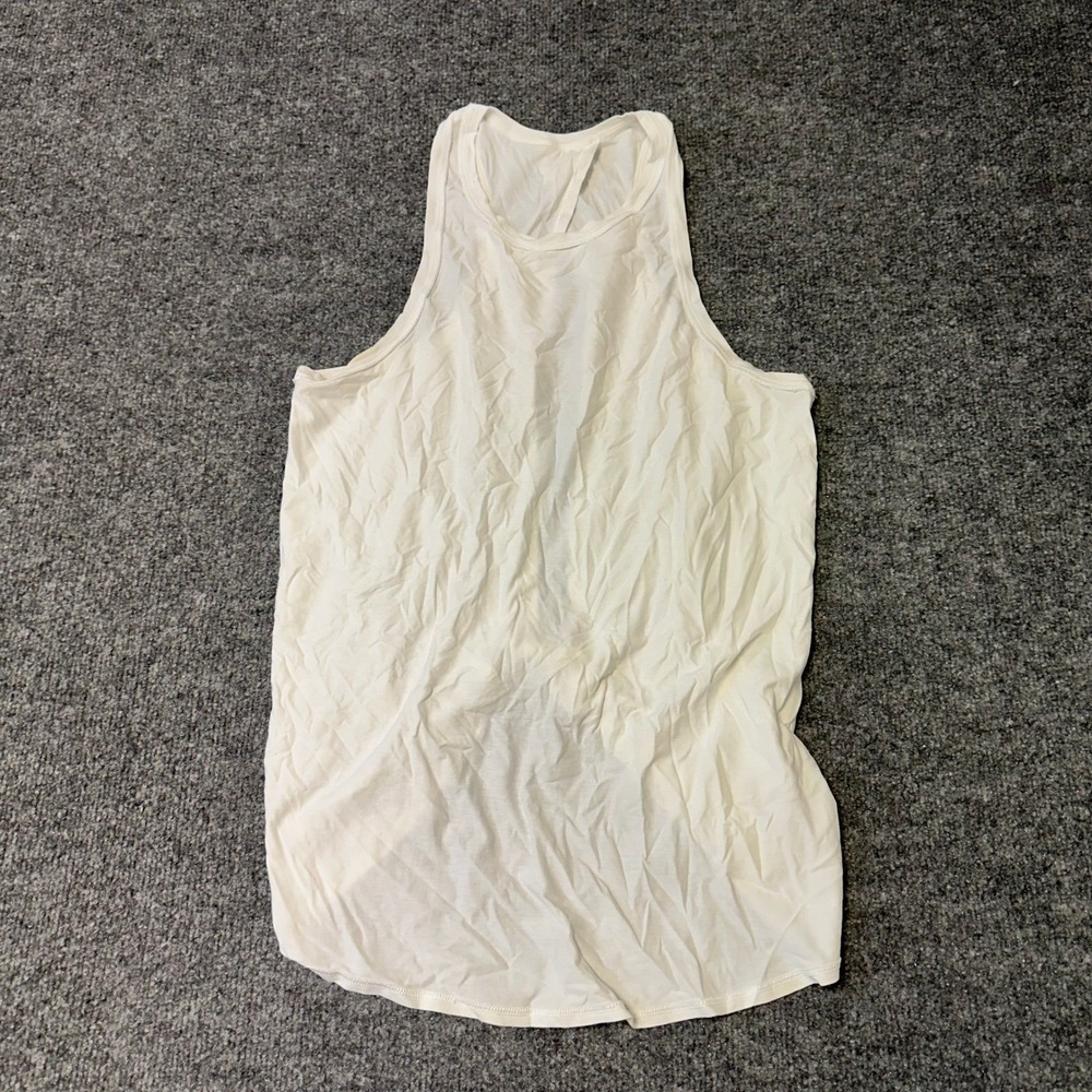 Lululemon Tank Top Womens Size 6 White Open Back Knot Detail Athletic Yoga Shirt